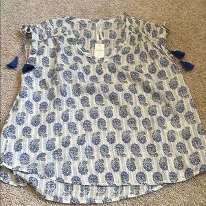 Anthropologie Blue Patterned Women's Top